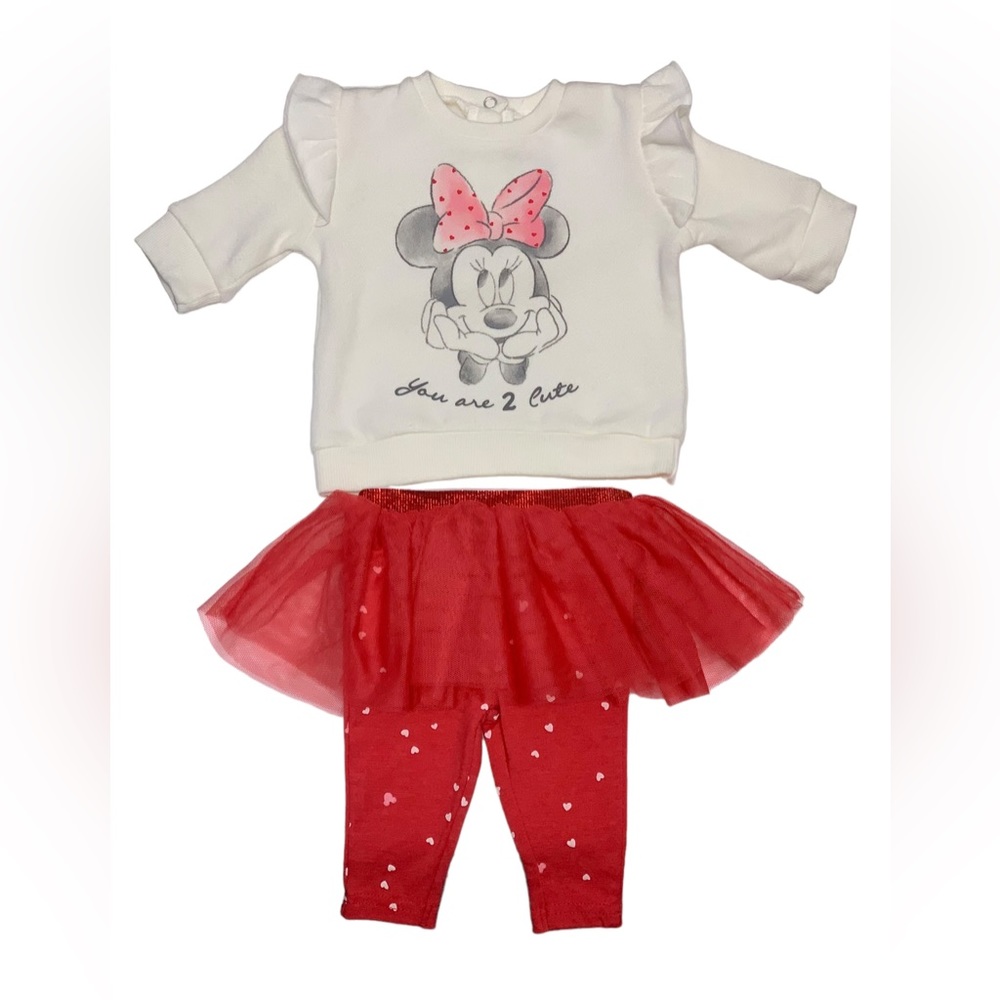 Disney Baby Minnie Mouse outfit set, sweatshirt and leggings with tutu, newborn